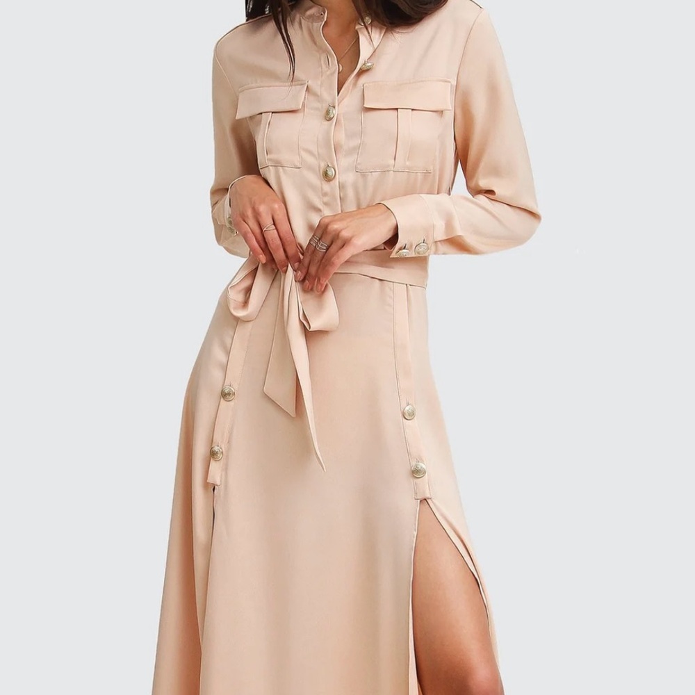 Belle & Bloom Elegant Cream Button-Down Dress